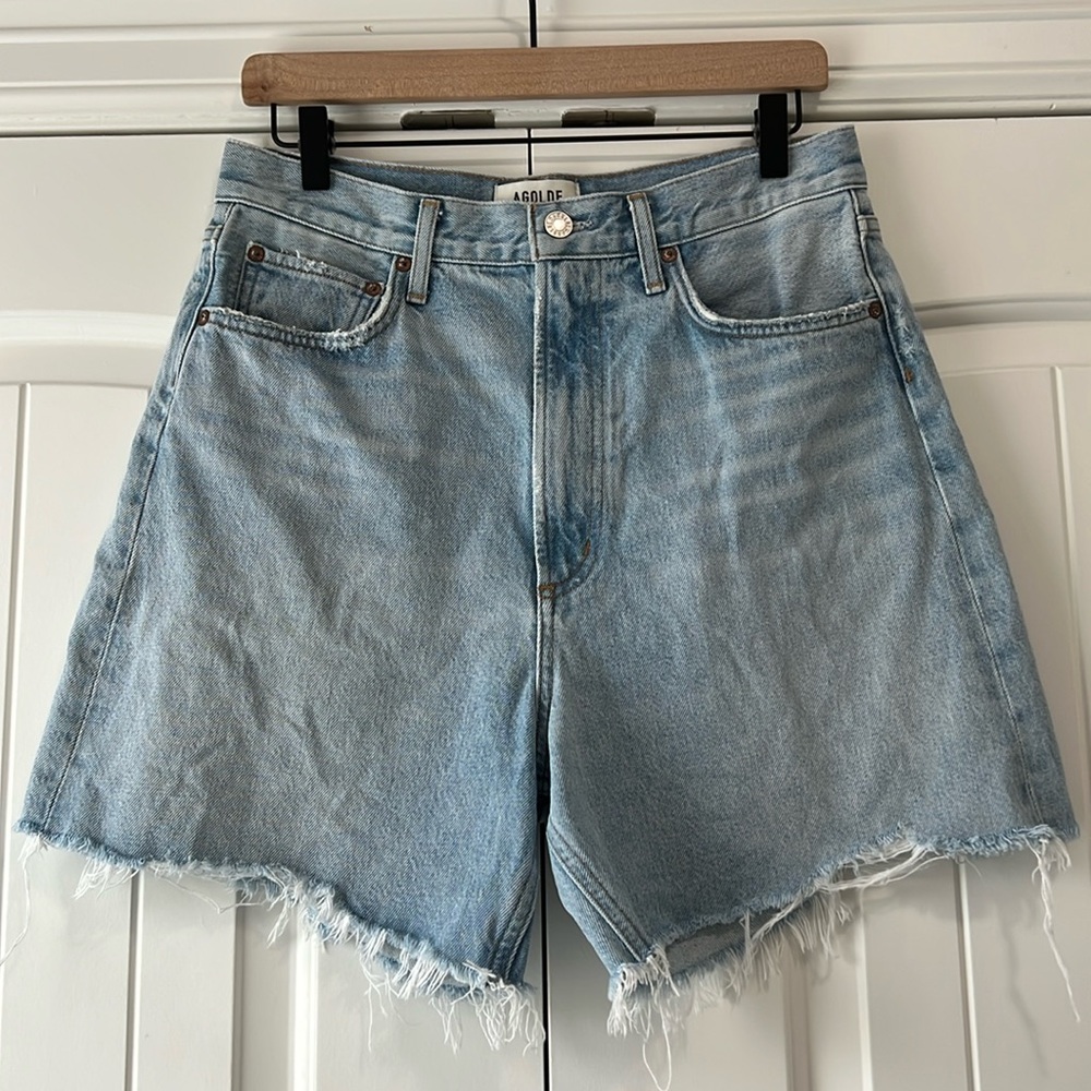 Agolde Light Blue Jean Shorts
